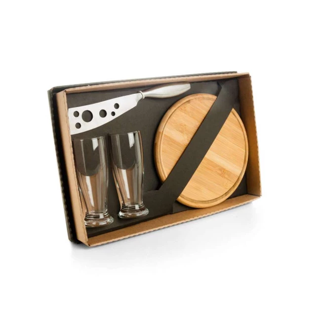 Kit para Queijo e Cerveja com Copos em Vidro  - 4 Peças
