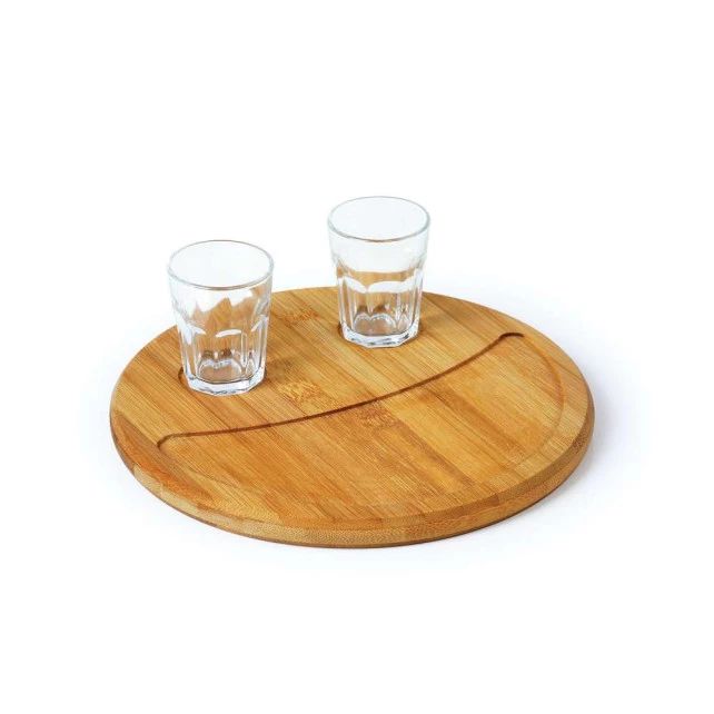 Conjunto bambu com 2 copos para dose