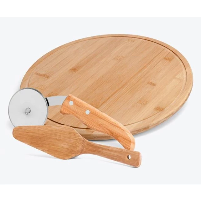 Kit para Pizza em Bambu 35cm - 3 Peças