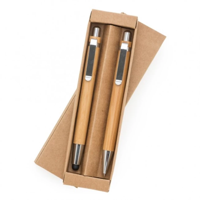 Conjunto de Caneta e Lapiseira em Bambu com Touch