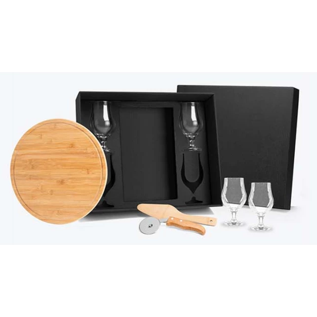 Kit para Cerveja e Pizza em Bambu - 7 Peças