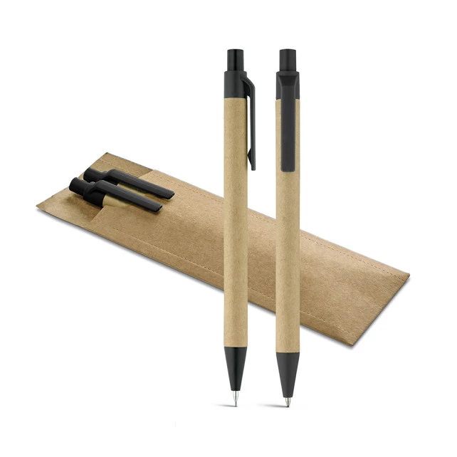 Conjunto de Esferográfica e Lapiseira em Papel Kraft LEAF. 