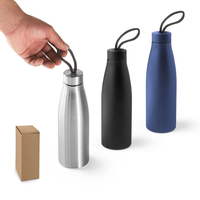 Squeeze MORGAN em aço inox  (90% reciclado) com pega com padrão 710 mL