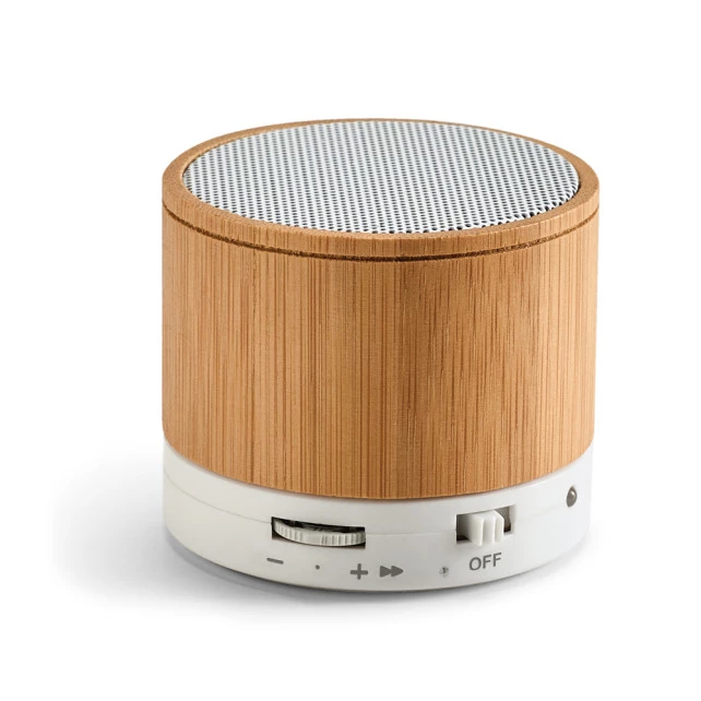 Caixa de Som Bluetooth com Microfone em Bambu GLASHOW. 