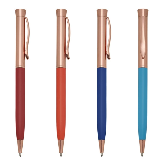 Caneta em Semimetal Fosca com Detalhes em Bronze