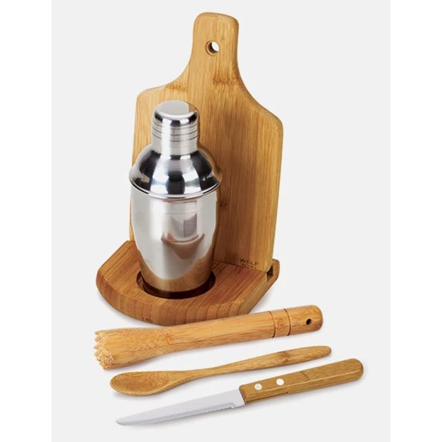 Kit para Caipirinha em Bambu Ibiza com Coqueteleira - 6 Peças