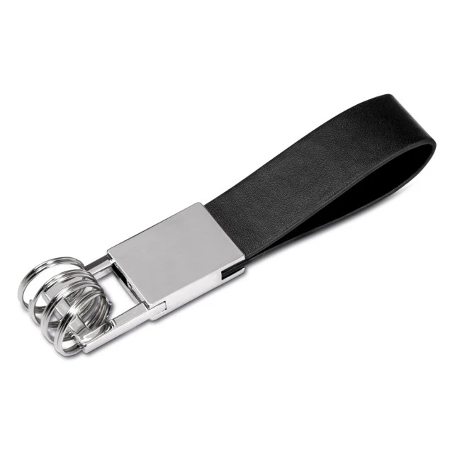 Chaveiro Metal e Tecido Sintético Tipo Couro 4 Argolas