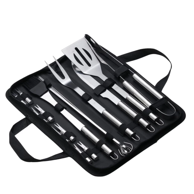 Kit Churrasco em Inox 17 Peças em Estojo