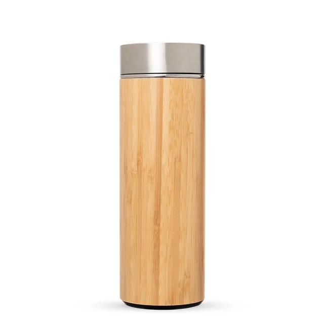 Garrafa Térmica em Bambu e Aço Inox 400ml 