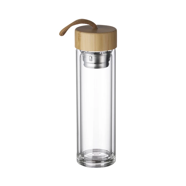 Garrafa de Vidro com Infusor e Tampa de Bambu 360ml