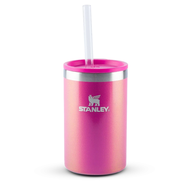 Can Cooler com canudo Stanley Dazzle Pink Shimmer | 296ML