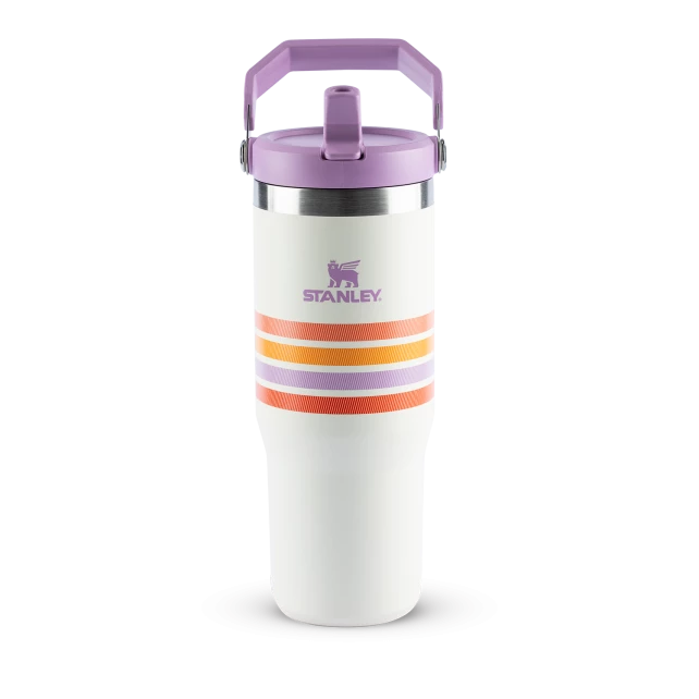 Tumbler Térmico Flip Straw Varsity Cream Lilac Stripes | 887ml