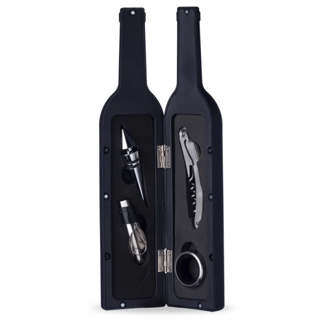 KIT VINHO PLÁSTICO RESISTENTE 4 PEÇAS  FORMATO GARRAFA 