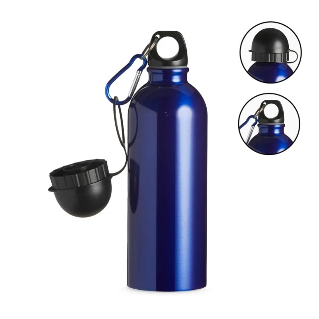 SQUEEZE INOX 500ML C/ BICO E MOSQUETÃO-AZU