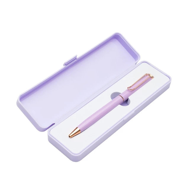 CANETA METAL C/ BOX DE  PLÁSTICO