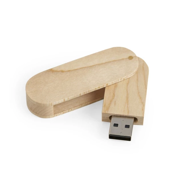 PEN DRIVE  DE MADEIRA GIRATÓRIO 4GB 