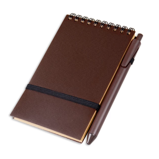 Kit Escritório Bloco+Caneta em Café e PP