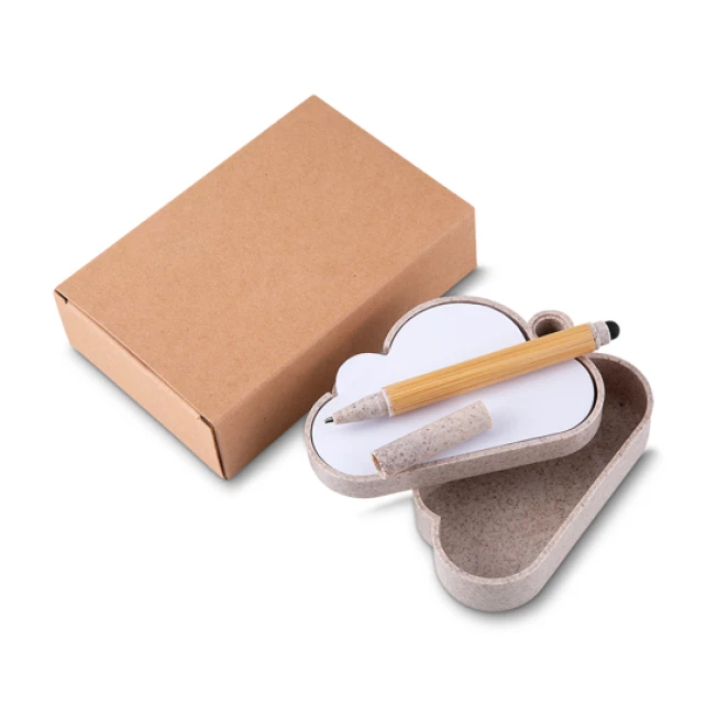 Kit Escritório Bloco+Caneta+Porta clips+Porta Caneta