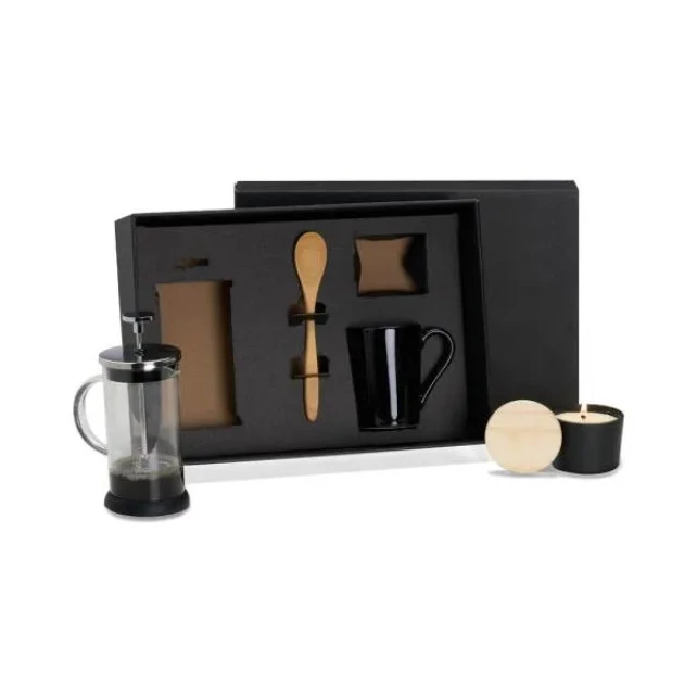 KIT PARA CAFÉ COM VELA AROMATIZADA - 4 PÇS