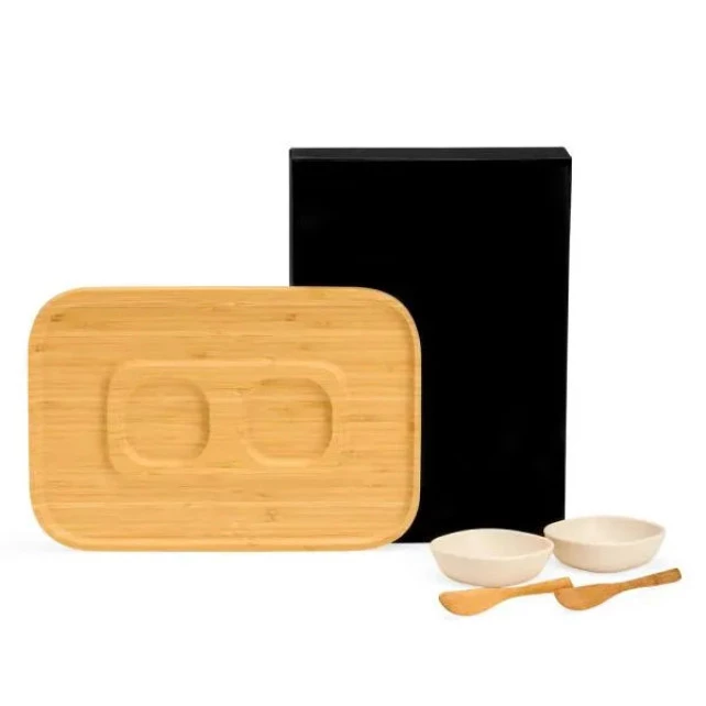 CONJ. PARA PETISCO EM BAMBU / FIBRA DE BAMBU - 5 PÇS