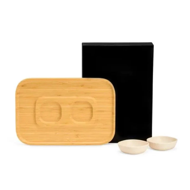 CONJ. PARA PETISCO EM BAMBU / FIBRA DE BAMBU - 3 PÇS