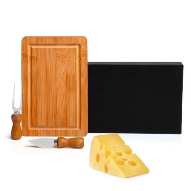 CONJUNTO PARA QUEIJO EM BAMBU/INOX - 3 PÇS