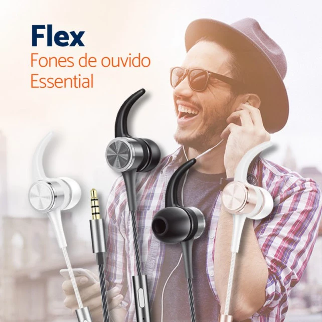 Flex – Fones de Ouvido com Fio e Microfone