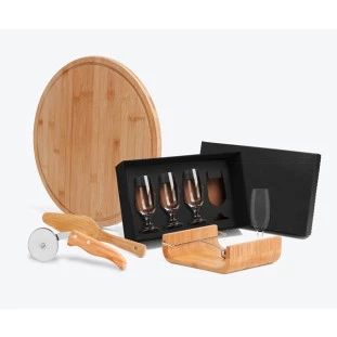 Kit para Pizza e Cerveja em Bambu - 8 Peças