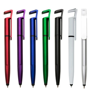 Caneta Plástica com Touch e Suporte para Celular
