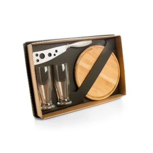 Kit para Queijo e Cerveja com Copos em Vidro  - 4 Peças