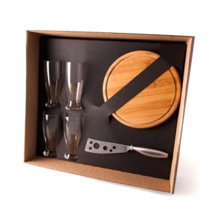 Kit para Queijo e Cerveja com Copos em Vidro- 6 Pçs