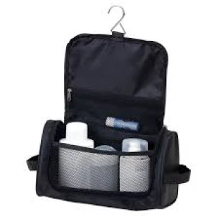 Necessaire Preta Em Microfibra Com Gancho