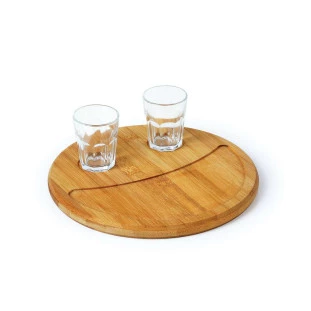 Conjunto bambu com 2 copos para dose