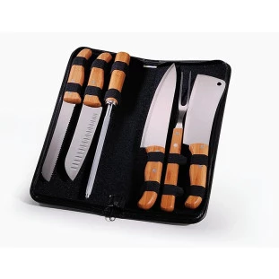 Kit de Facas em Bambu e Aço Inox com Estojo Frankfurt - 7 Peças