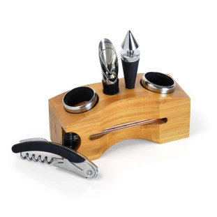 Acessórios para Vinho com Base em Bambu - 7 Peças