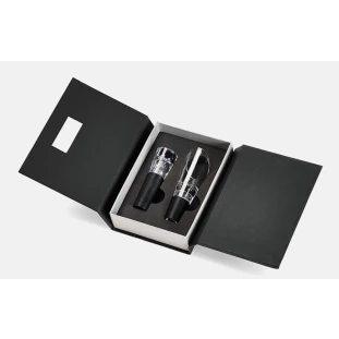 Kit para Vinho com Caixa em Papelão Rígido Preto - 3 Peças