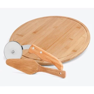 Kit para Pizza em Bambu 35cm - 3 Peças