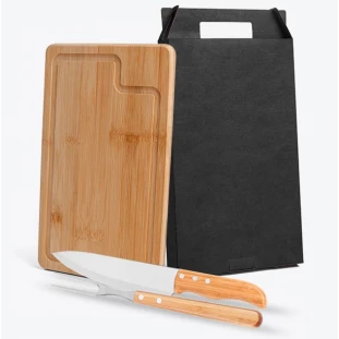 Kit Churrasco em Bambu e Aço Inox Dallas - 3 Peças
