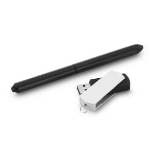 Conjunto Esferográfica em Alumínio com Touch e Pen Drive 8GB STORY. 