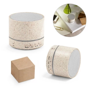 Caixa de Som Portátil com Microfone e Bluetooth de Fibra de Palha de Trigo GALOIS. 