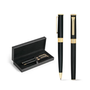 Conjunto de Roller e Esferográfica Banhada a Ouro 18k VERSAILLES. 