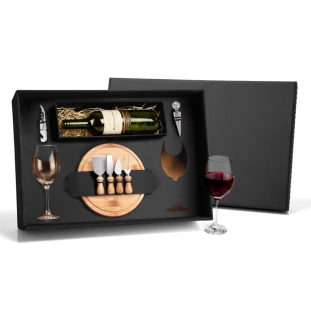 Kit Queijo e Vinho com Espaço para Garrafa - 9 peças