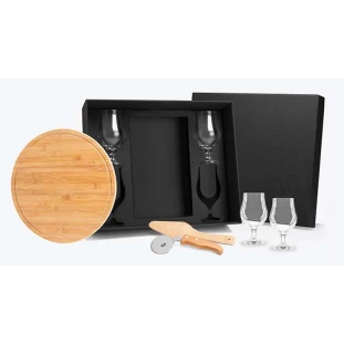 Kit para Cerveja e Pizza em Bambu - 7 Peças