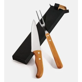 Kit De Garfo E Faca 7" Para Churrasco Em Bambu/Inox Special Line - 2 Peças