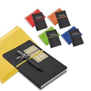 Caderno Capa Dura Em Tecido Sintético Tipo Couro Não Pautado Com Porta Esferográfica HILST.