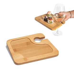 Prato em Bambu com Suporte para Taça FABRIS. 