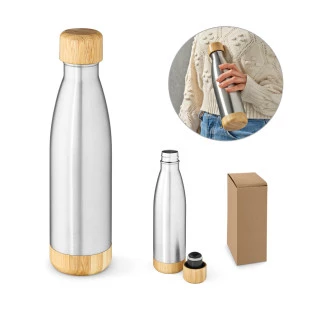 Garrafa em aço inox BROMELL 550 (90% reciclado) com tampa em bambu 550 mL