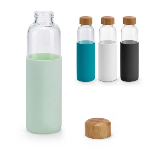 Squeeze Vidro com Tampa em Bambu 600ml DAKAR. 