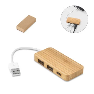 Hub em bambu com 2 portas MOSER. 