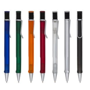 Caneta Plástica Colorida com Acabamento Fosco e Clic Sanfona